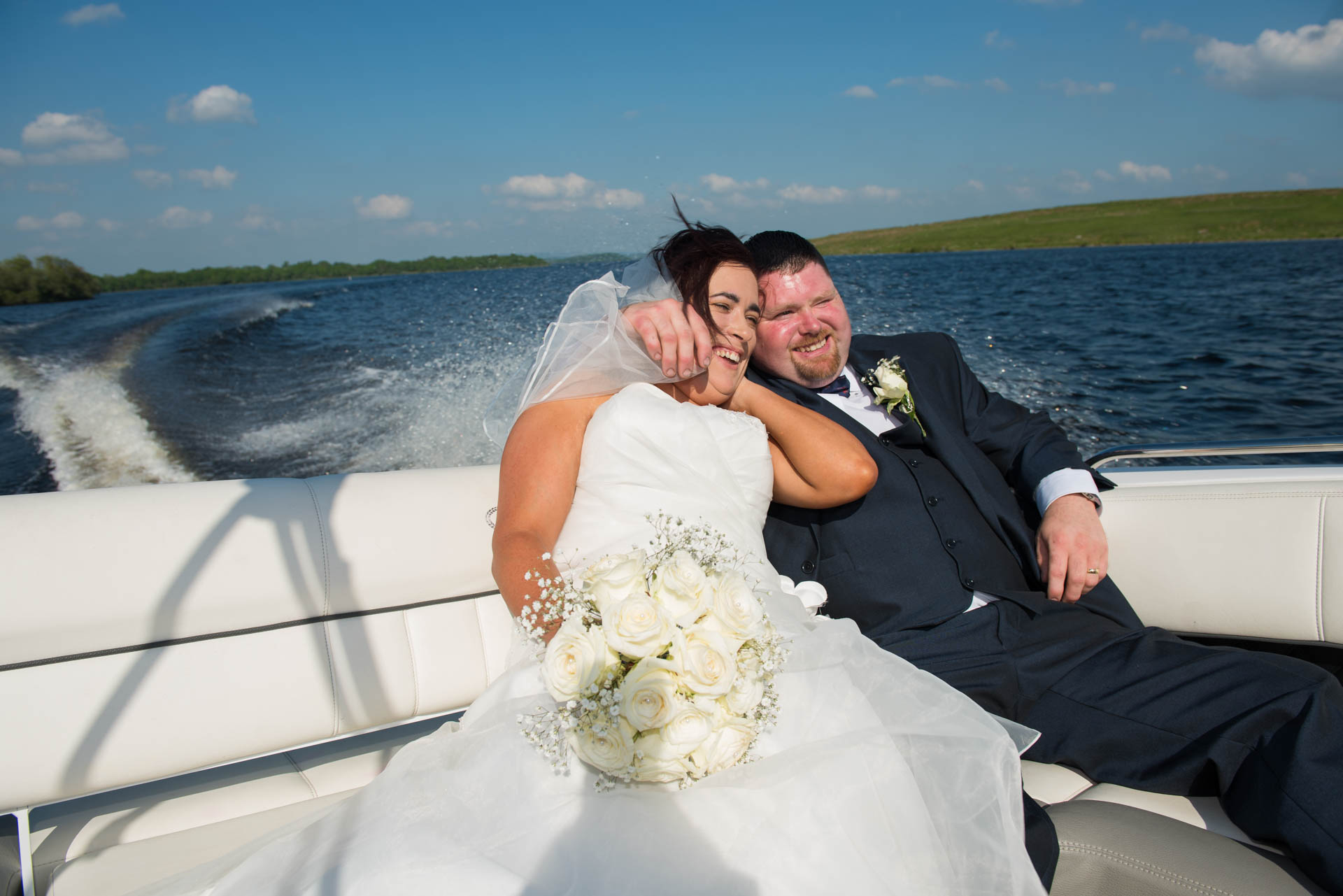Picture of Leanne and Kevin at Lusty Beg Island on their wedding day, captured by Fermanagh, Tyrone and Northern Ireland Wedding Photographer, Trevor Lucy Photography